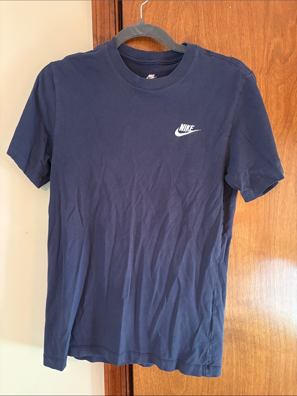 Nike Navy Blue Short Sleeve Tee with White Swoosh